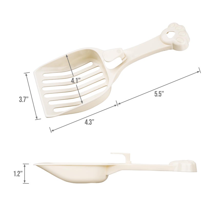 Depets Cat Litter Scoop, Litter Scoop with Wide Slats, Kitty Litter Scooper for Pine Pellets, Durable Plastic Litter Sifter Scoop - Designed for Easy Sifting, Milky White - Image 2